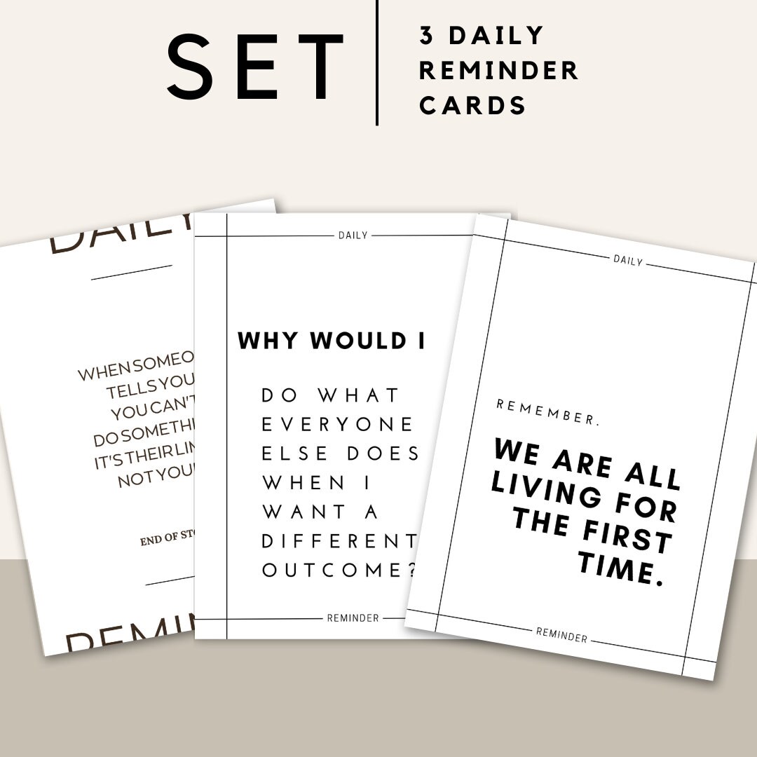 SET of 3 Daily Reminder Postcards - Etsy