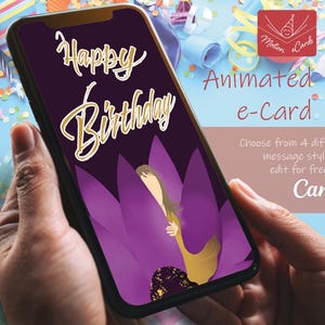Birthday e-Card template | Video Card | Editable Canva| EC-B-2