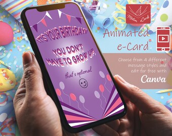 Modello di biglietto di auguri di compleanno / Scheda video / Canva modificabile / EC-B-13
