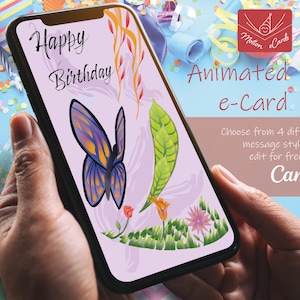 Birthday e-Card template | Video Card | Editable Canva| EC-B-10
