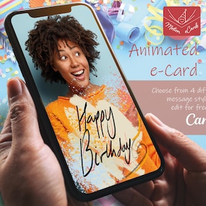 Birthday e-Card template | Video Card | Editable Canva| EC-B-16