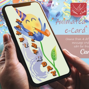 Birthday e-Card template | Video Card | Editable Canva| EC-B-4