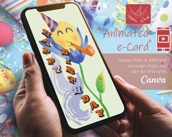 Birthday e-Card template | Video Card | Editable Canva| EC-B-4