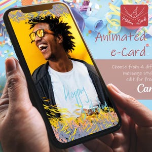 Birthday e-Card template | Video Card | Editable Canva| EC-B-14