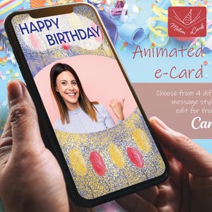 Birthday e-Card template | Video Card | Editable Canva| EC-B-15