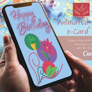Birthday e-Card template | Video Card | Editable Canva| EC-B-3