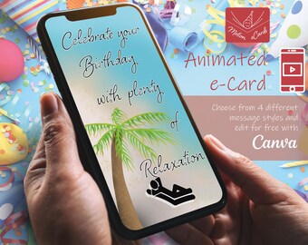 Birthday e-Card template | Video Card | Editable Canva| EC-B-9