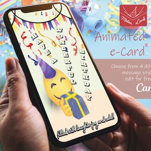 Birthday e-Card template | Video Card | Editable Canva| EC-B-7