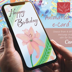 Birthday e-Card template | Video Card | Editable Canva| EC-B-8