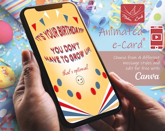 Modello di biglietto di auguri di compleanno / Scheda video / Canva modificabile / EC-B-12