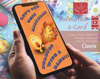 Birthday e-Card template | Video Card | Editable Canva| EC-B-5