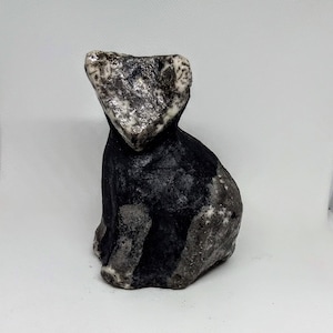 Black Cat Figurine, Small Ceramics Cat, Raku Ceramics Cat, Unique Sculpture, Art Cat Lover, Art Cat for table decoration, Unique gift