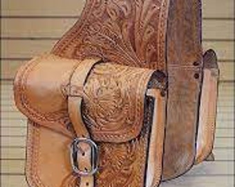 Sacoches En Cuir Véritable Western Pour Selle Cheval - Daarkgreen - Modèle Cantle Bag