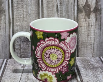 Vera Bradley Olivia Pink Pattern Retired 2013 Ceramic Coffee Cup Mug