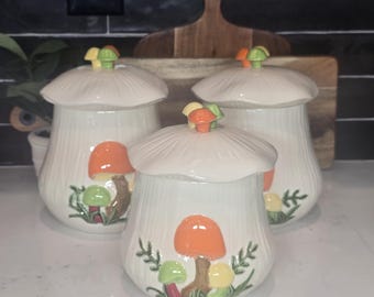 Vintage Ceramic 3 Piece Mushroom Canister Sears Roebuck Set - Etsy