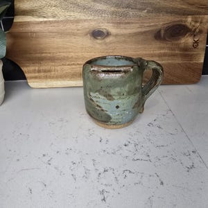 handmade art studio pottery mustaches mug