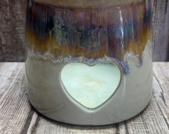 Flat Earth pottery candle votive