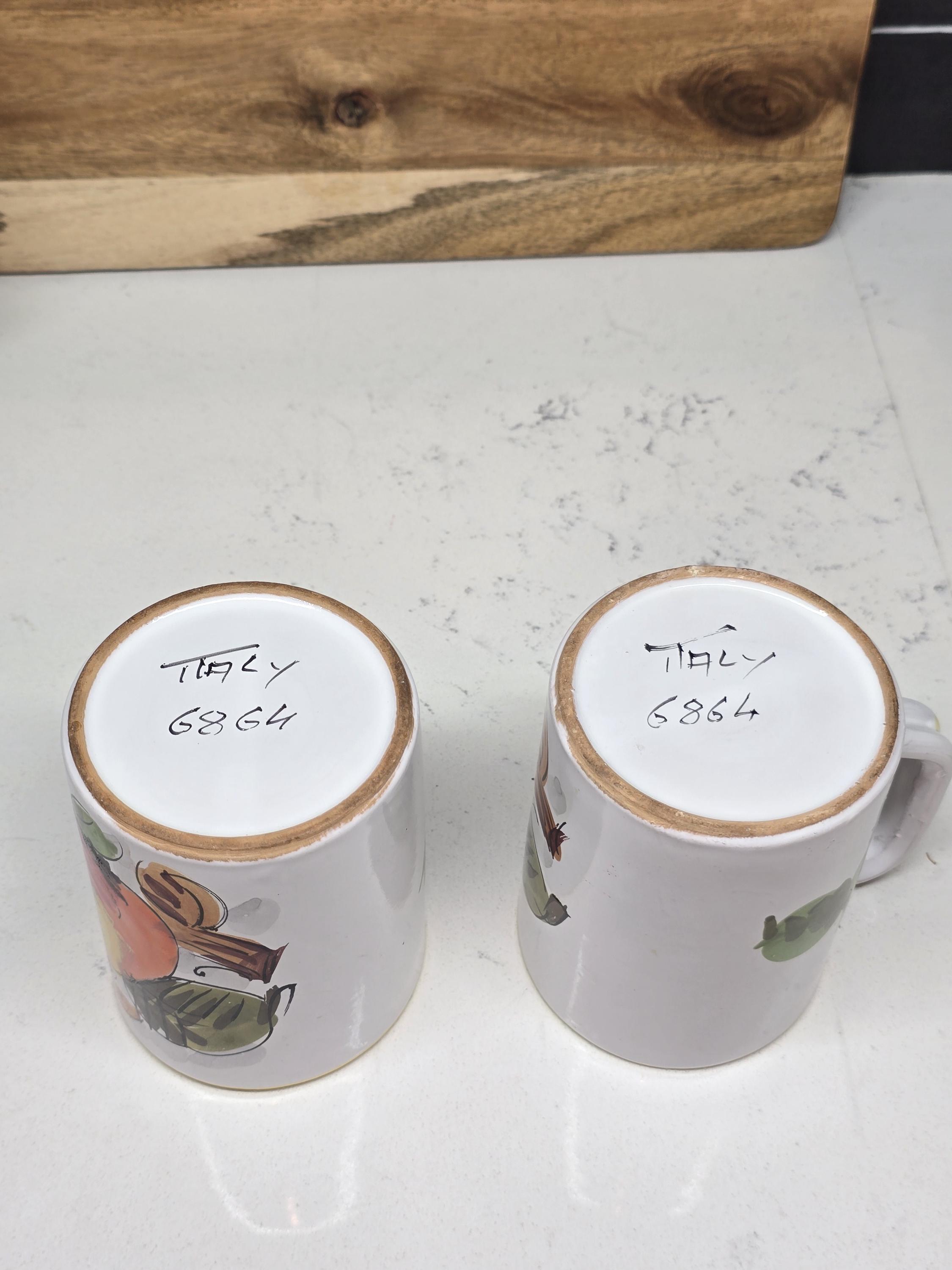 Set of 2 Made in Italy Pottery Mugs,hand- Painted Fruit - Etsy