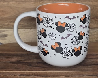 Disney Minnie Mouse Silhouettes Spider Webs Bats 16oz Halloween Ceramic Mug