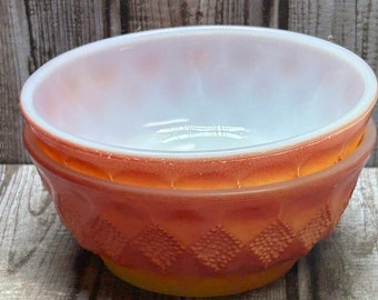 Fire King Kimberly orange ombre cereal bowls - set of 2 - vintage 1970s Anchor Hocking