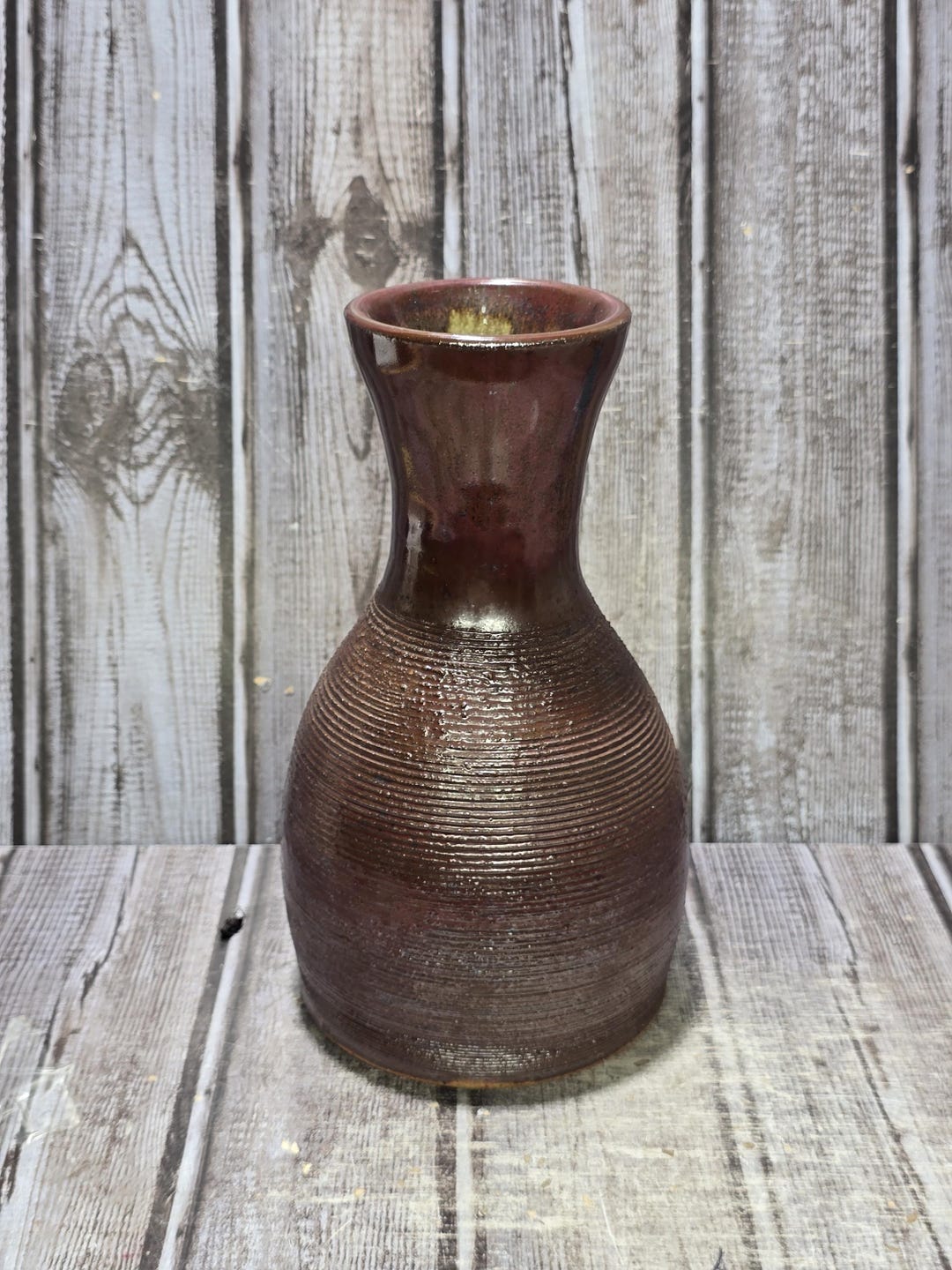 Pottery Red Color Red Outside Glazed Studio Art Pottery With Inside Swirled Glaze Signed ...