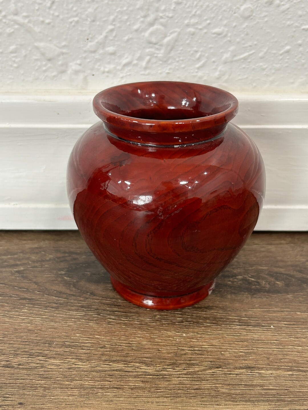 Vintage Hand, Turned Wooden Vases Made in Korea Etsy