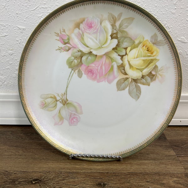 Schwarzburg Floral Plate, Hand Painted Serving Dish 11"