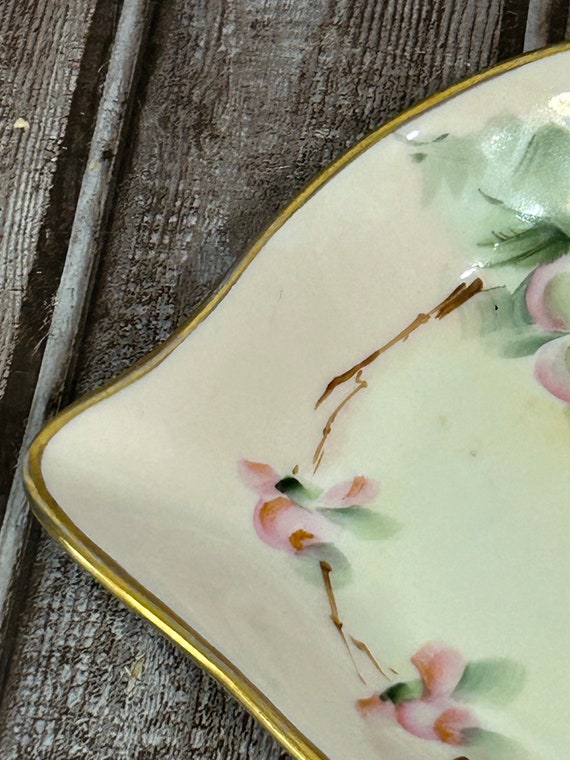 Bavarian Hand Painted Spade Shape Dish EW Beig Gem