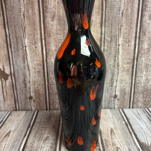 MID-CENTURY MODERN Red  & Black Vase