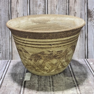 Art Pottery Vase Handmade Stoneware Signed Mixed Texture Dunlap Pottery