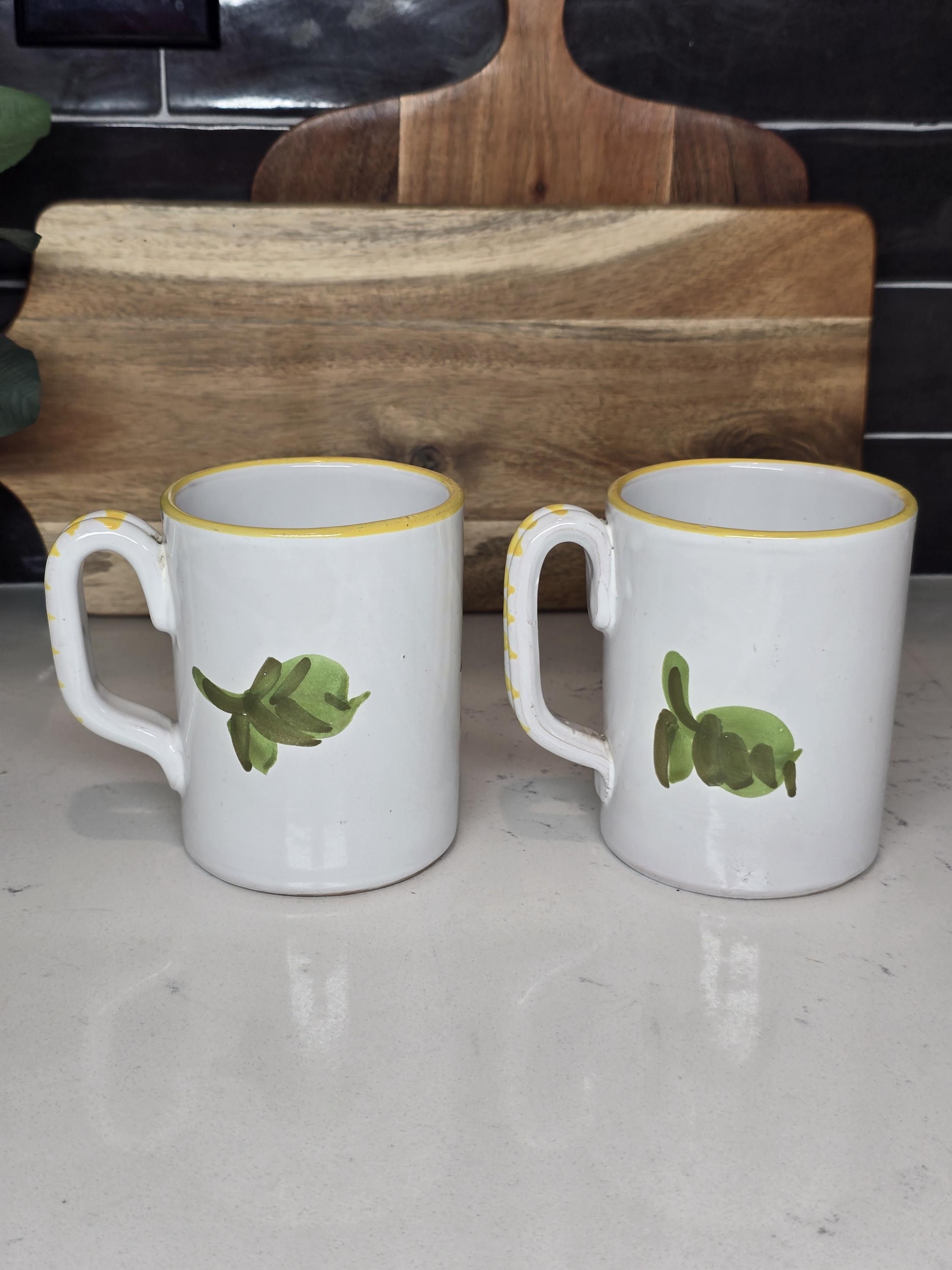 Set of 2 Made in Italy Pottery Mugs,hand- Painted Fruit - Etsy
