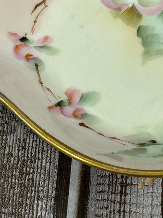 Bavarian Hand Painted Spade Shape Dish EW Beig Gem