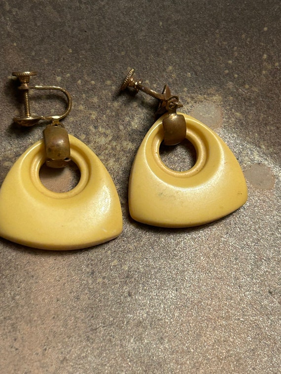 Bakelite Dangle Earrings Cream Corn Butterscotch … - image 3