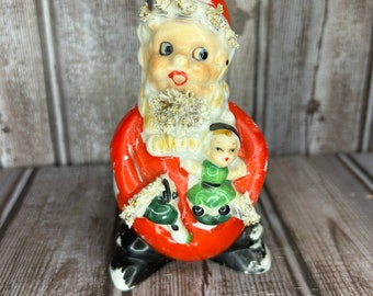 Vintage  Spaghetti Santa Toothpick holder or planter Christmas Collectible Figurine with toys