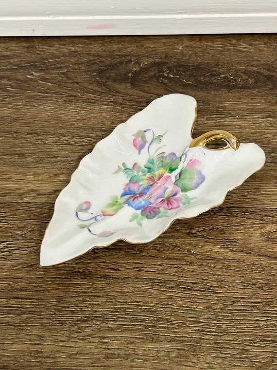 1950s Rosetti Hand Painted Leaf Serving Dish