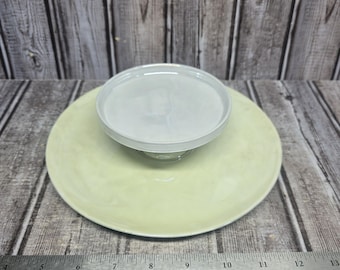 Two-Tler yellow White Fine Porcelain Cheese or Dessert Plate RS Tillowitz
