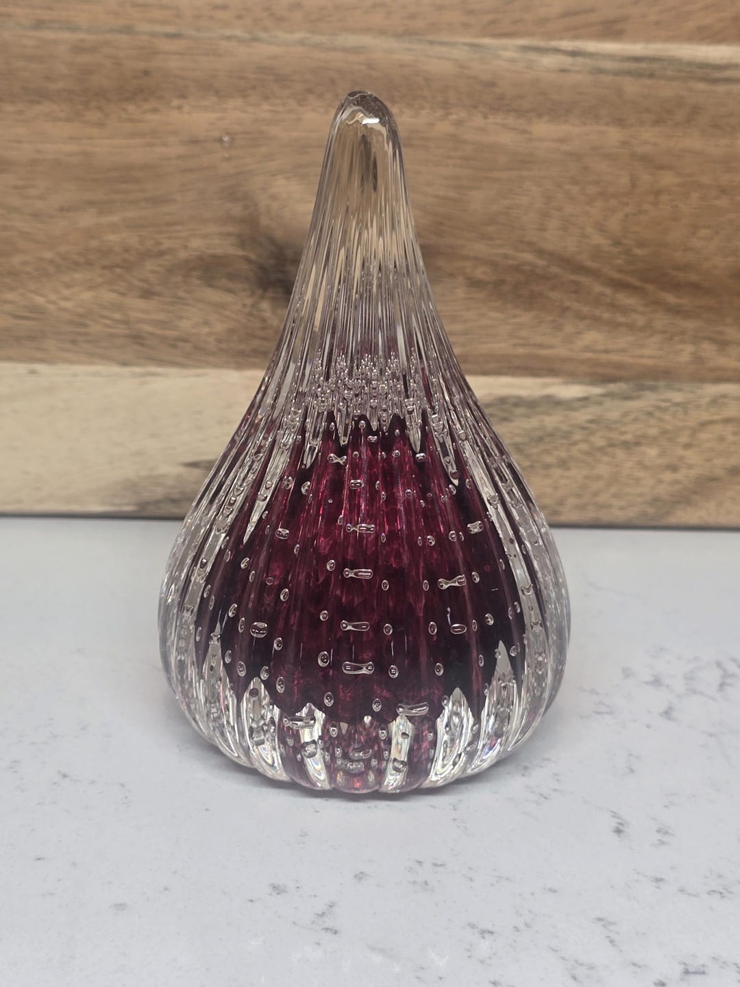 Vintage Joe Rice Art Glass Teardrop Paperweight 1999 Red and Clear - Etsy