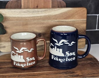 set of 2 Vintage Mug Clay Pottery San Francisco souvenir mugs