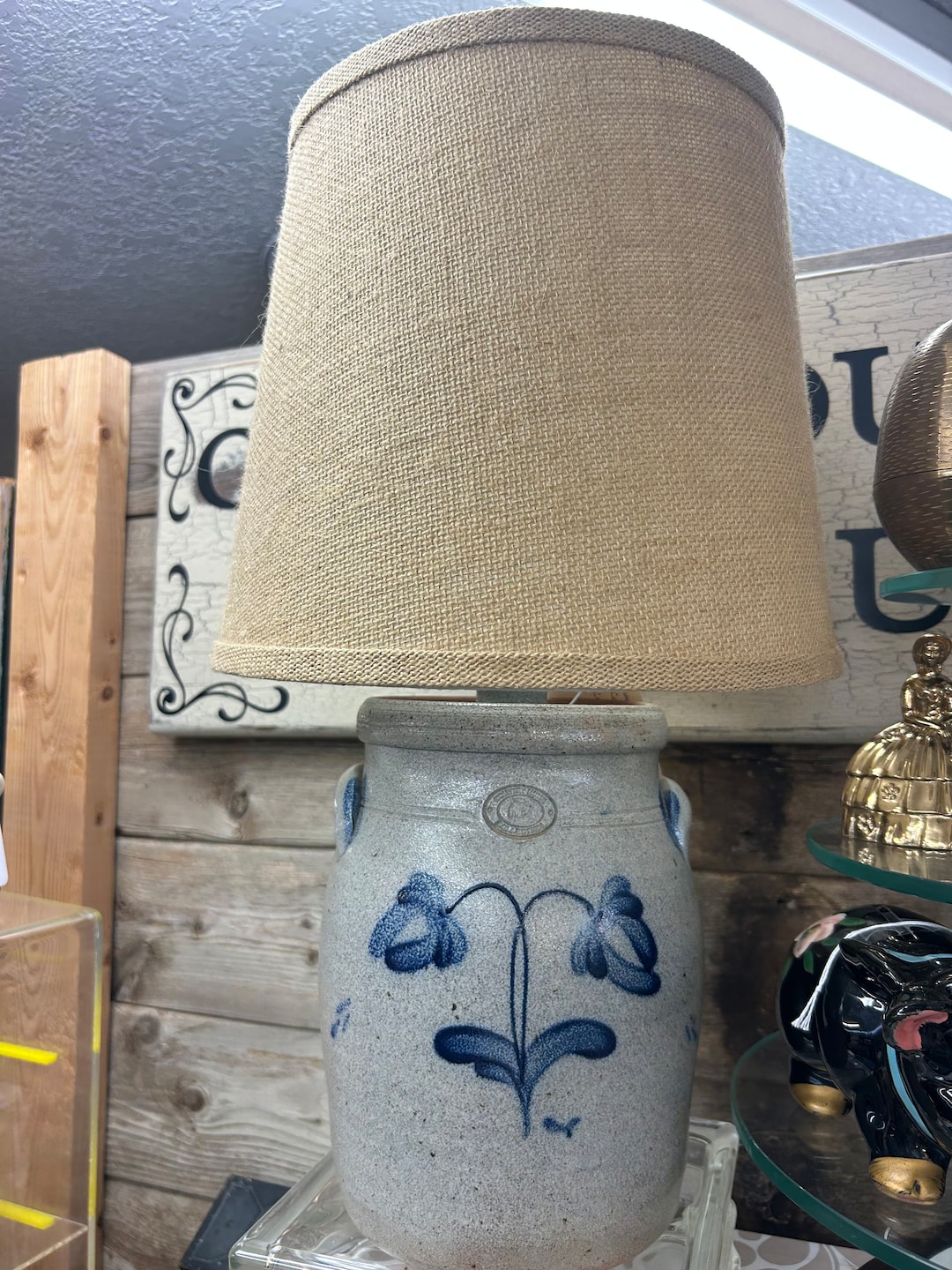 Vintage Rowe Pottery Stoneware Salt Glaze Lamp Etsy