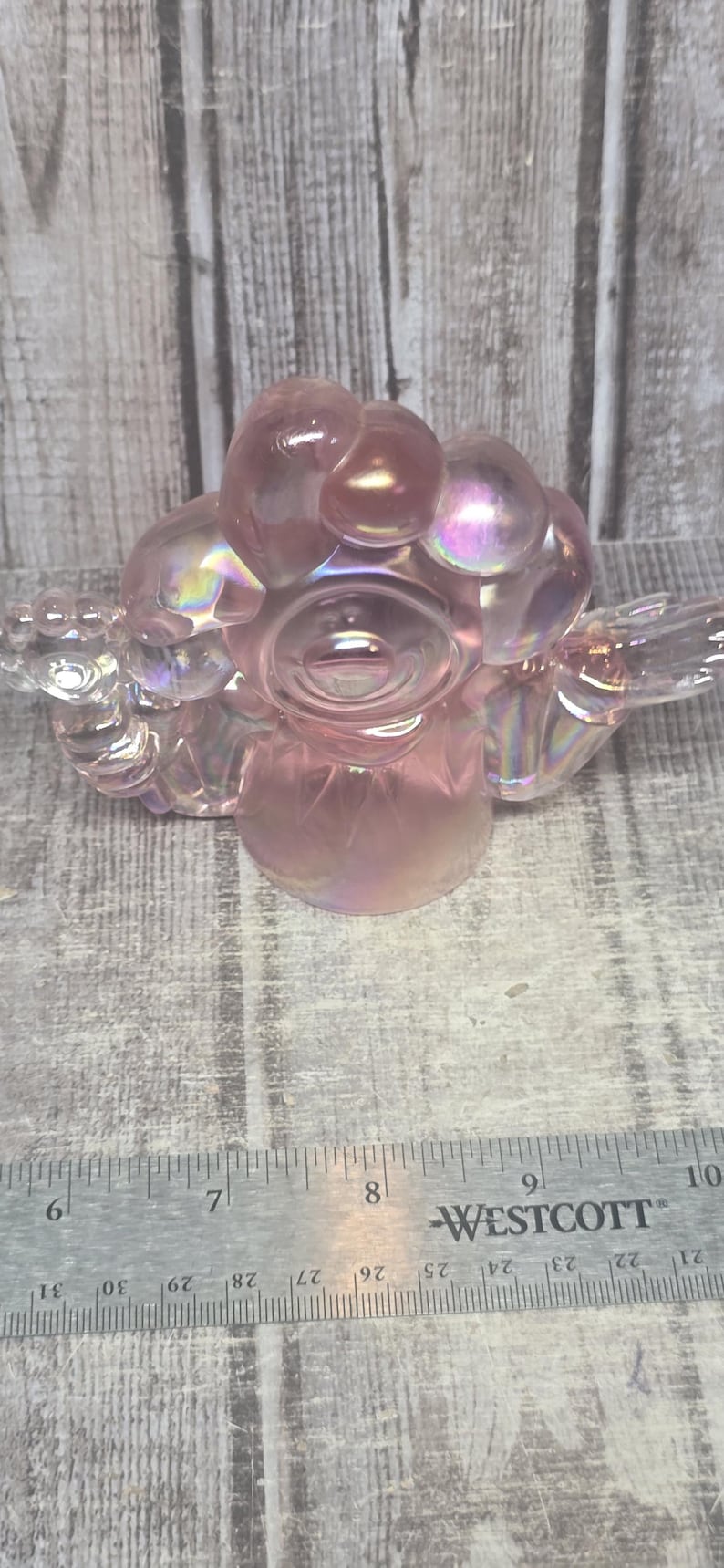 Westcott Ruler Guide Vintage Fenton Pink Iridescent Carnival Glass Happy Clown Figurine ...