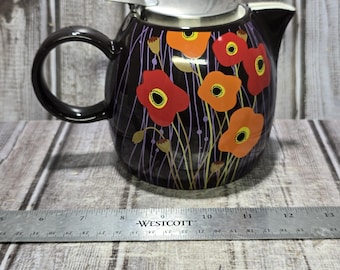 Tea Forté PUGG Ceramic Teapot – "Poppy Fields" Pattern (24 oz)