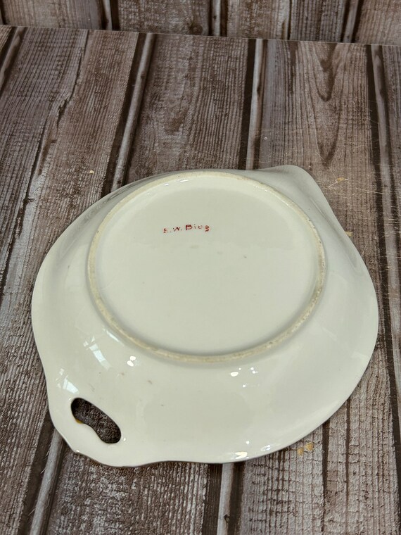 Bavarian Hand Painted Spade Shape Dish EW Beig Gem