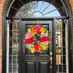 The “Mackie” bright, fabulous mixed floral wreath, 2 sizes