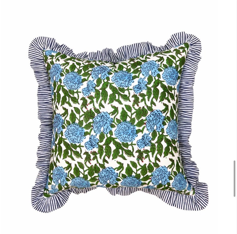GraceHarrisCo Hydrangea Block Print Pillow Cover