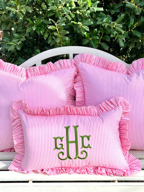 Pink and white striped pillow cases discount