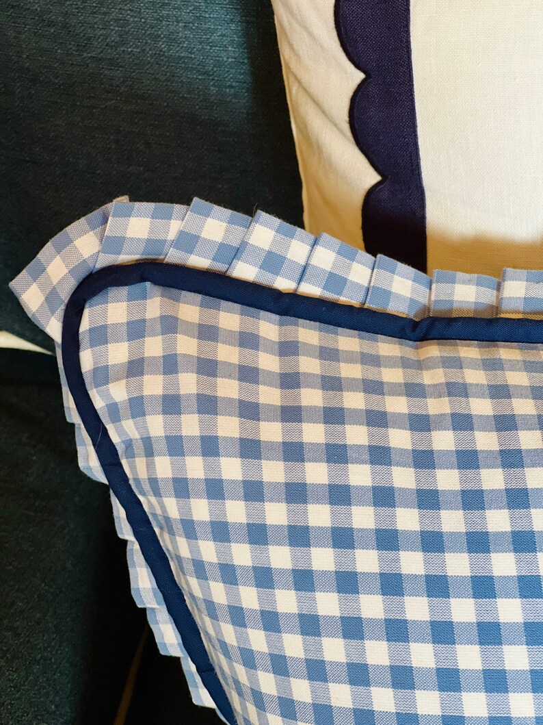Custom Monogrammed French Blue Gingham Pillow Cover With Etsy
