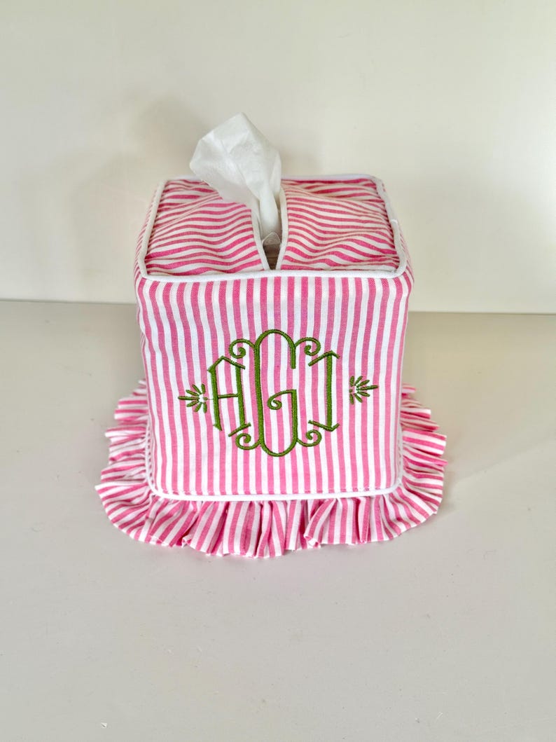 Pink Tissue Paper Ruffeled Pink Striped Ruffle Tissue Cover, Custom Monogram Available - Etsy