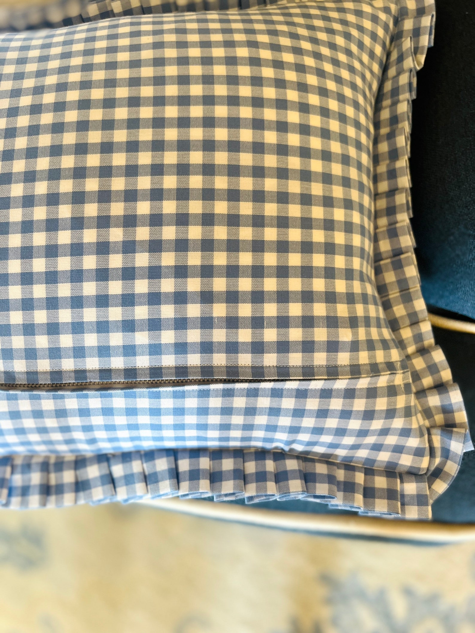 Custom Monogrammed French Blue Gingham Pillow Cover With Etsy
