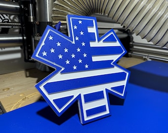 Star of Life with Flag, EMS Star of Life, Ambulance Symbol Star of Life EMT, First Responders, Emergency Response, Medic, Paramedic