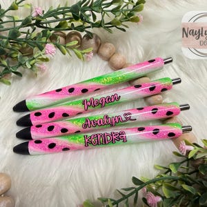 Watermelon Swirl Glitter Pen: Personalized Neon Pen